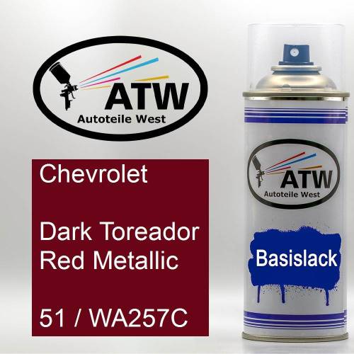 Chevrolet, Dark Toreador Red Metallic, 51 / WA257C: 400ml Sprühdose, von ATW Autoteile West.